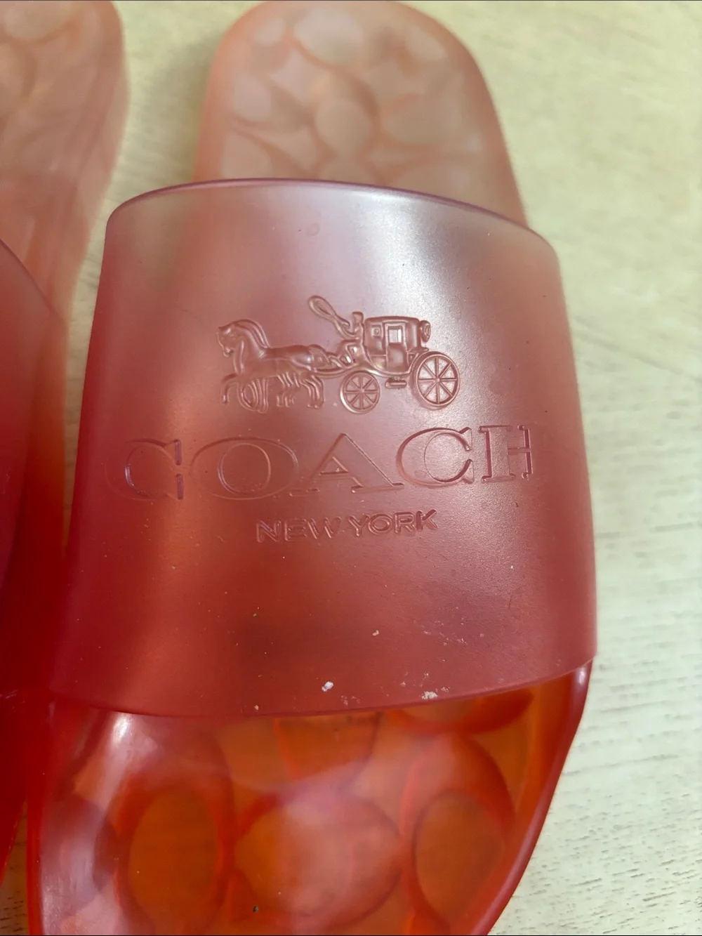 Coach Red Translucent Logo Slide Sandals